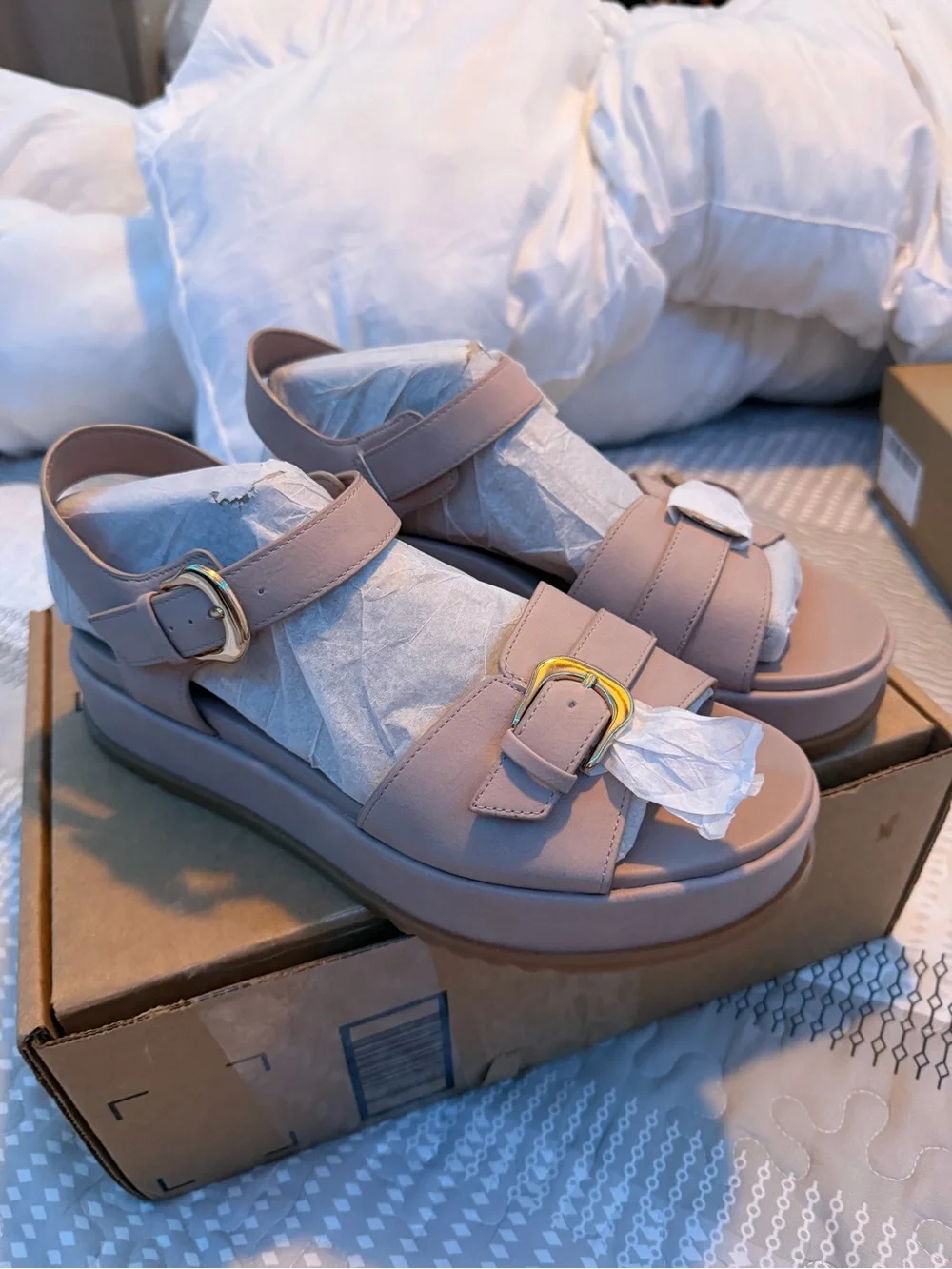 Women’s Neutral Pink Platform Buckle Sandals